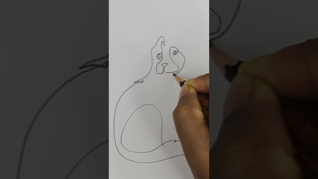 Drawing a Cat with One Continuous Line | Easy One Line Drawing Tutorial 