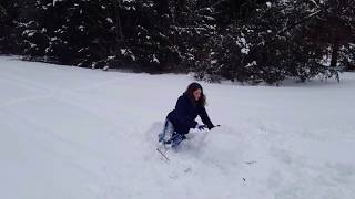 Slow motion snowman tackling
