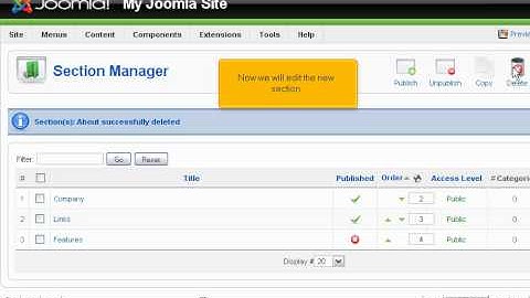 joomla section manager