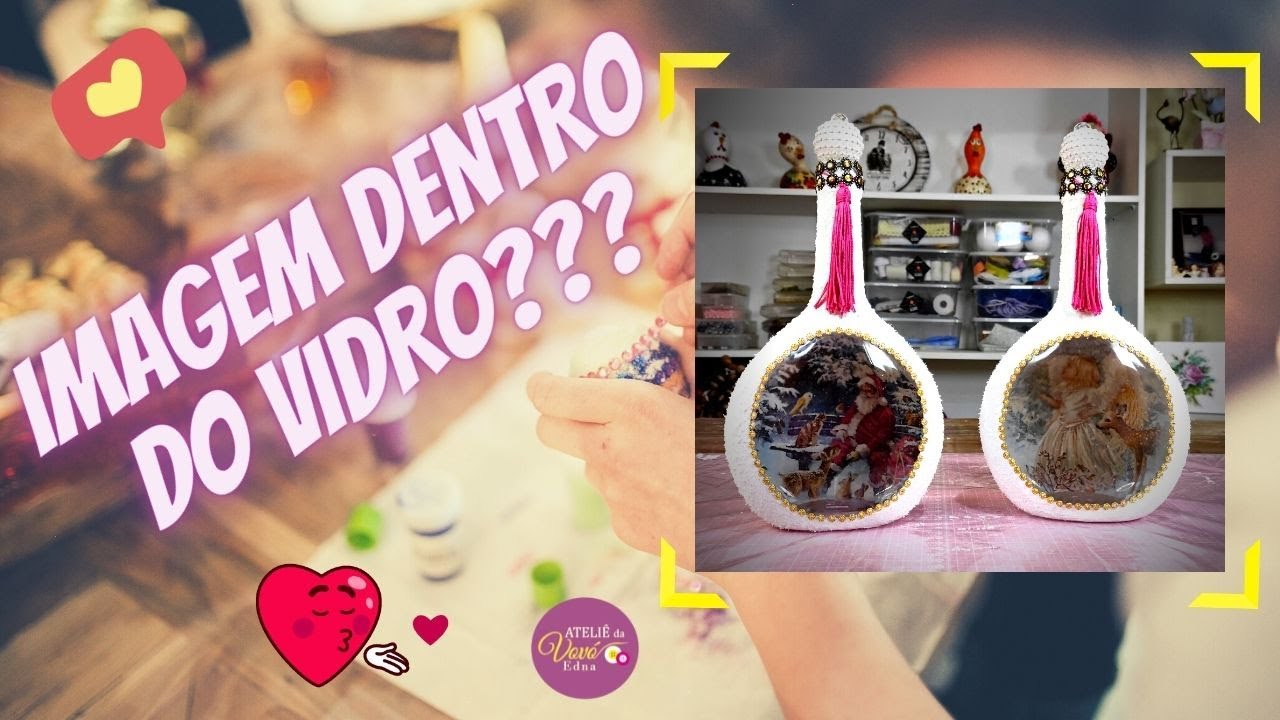 DECOUPAGE EM UMA GARRAFA DE VIDRO 