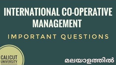 International Co-operative Management| Important Questions| B.Com| Calicut University| Malayalam