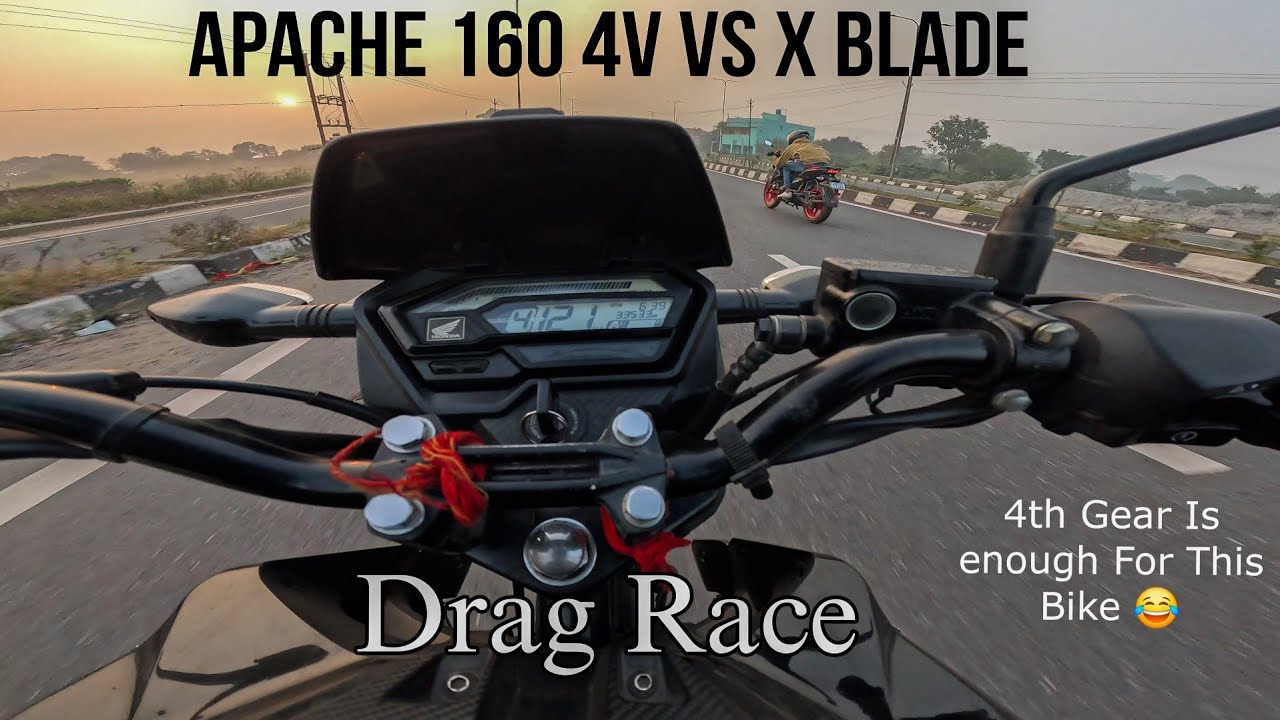 TVS Apache RTR 160 4v Vs Honda X Blade Bs4 | Drag Race | TopEnd Battle⚡️| 4th Gear Hi Kaafi he 😂