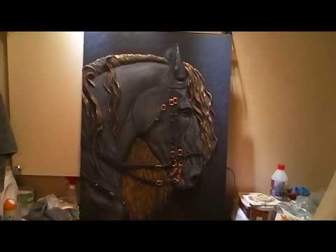 Барельеф,рельеф,конь,гипс,акрил. Bas-relief, relief, horse, gypsum, acrylic.