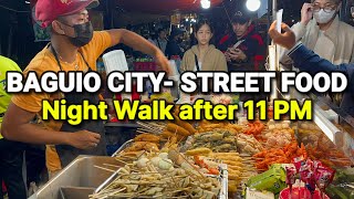 Street Food Tour at the BAGUIO CITY NIGHT MARKET 2023 | Late Night Walking in Baguio, Philippines