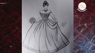 Beautiful Princess Dress Pencil Sketch | Easy Drawing for Beginners 👑✨ screenshot 3