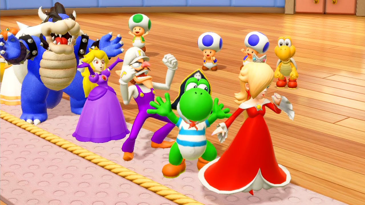 Super Mario Party Minigames - Rosalina Vs Yoshi Vs Mario Vs Luigi | StartGaming