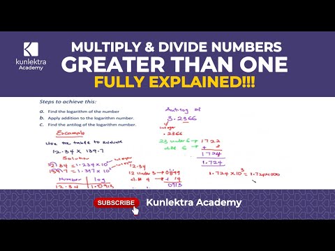 Common Logarithm / How to multiply and divide numbers greater than 1 using Log table /