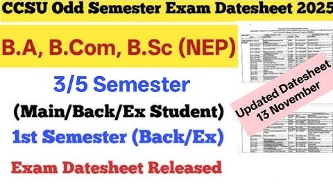 CCSU Odd Semester Exam Datesheet 2025 | CCSU B.A, B.Com, B.Sc (NEP) Odd Sem exam datesheet (Updated)