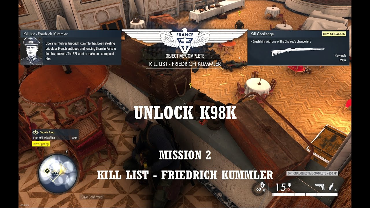 Sniper Elite 5 kill challenge Mission 2 - Unlock K98k Sniper rifle