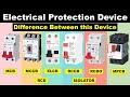Difference between mcb mccb elcb rccb rcbo rcd and mpcb  why we use this device