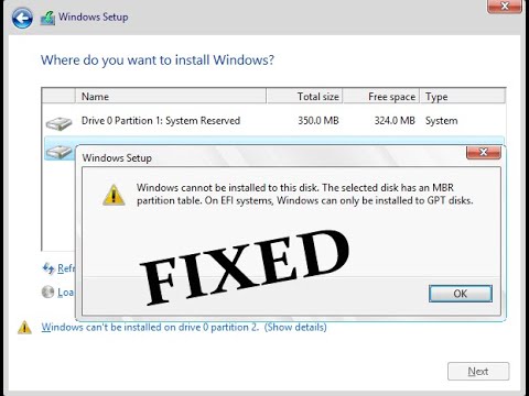 How to Fix Windows 10, 11 Cannot be installed to Disk 0 I Partition 1 Error GPT disk on Laptop