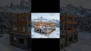 FROM SNOW TO LUXURY LODGE: Patagonia Mountain Construction 🏔️🔥 #Shorts #Construction