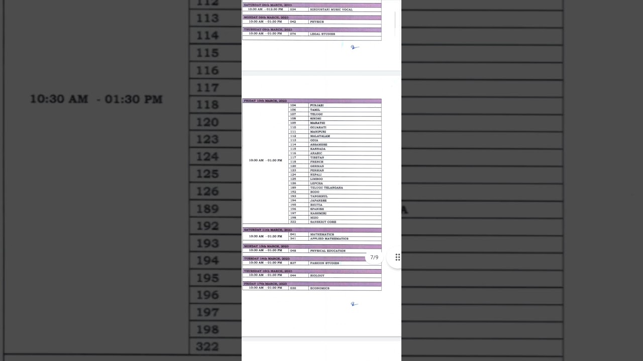 CBSE CLASS 12th EXAM DATESHEET 2022-23 | 