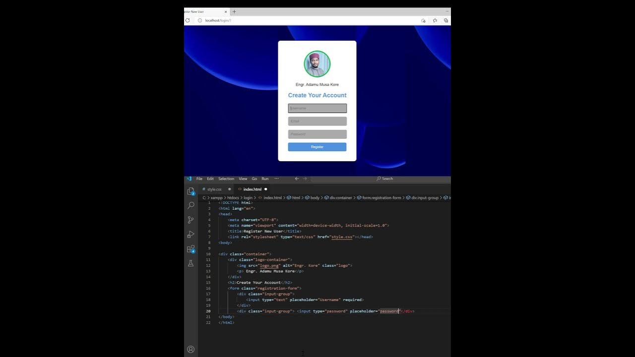 how to create register form using Html and Css #coding #loginform - YouTube