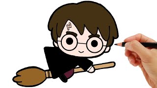 Coloriage Harry Potter avec Balai Magique - Dessin gratuit à imprimer