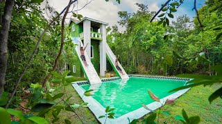 Build Modern Contemporary Mud Villa and Design Water Slide to Millionaire Swimming Pool