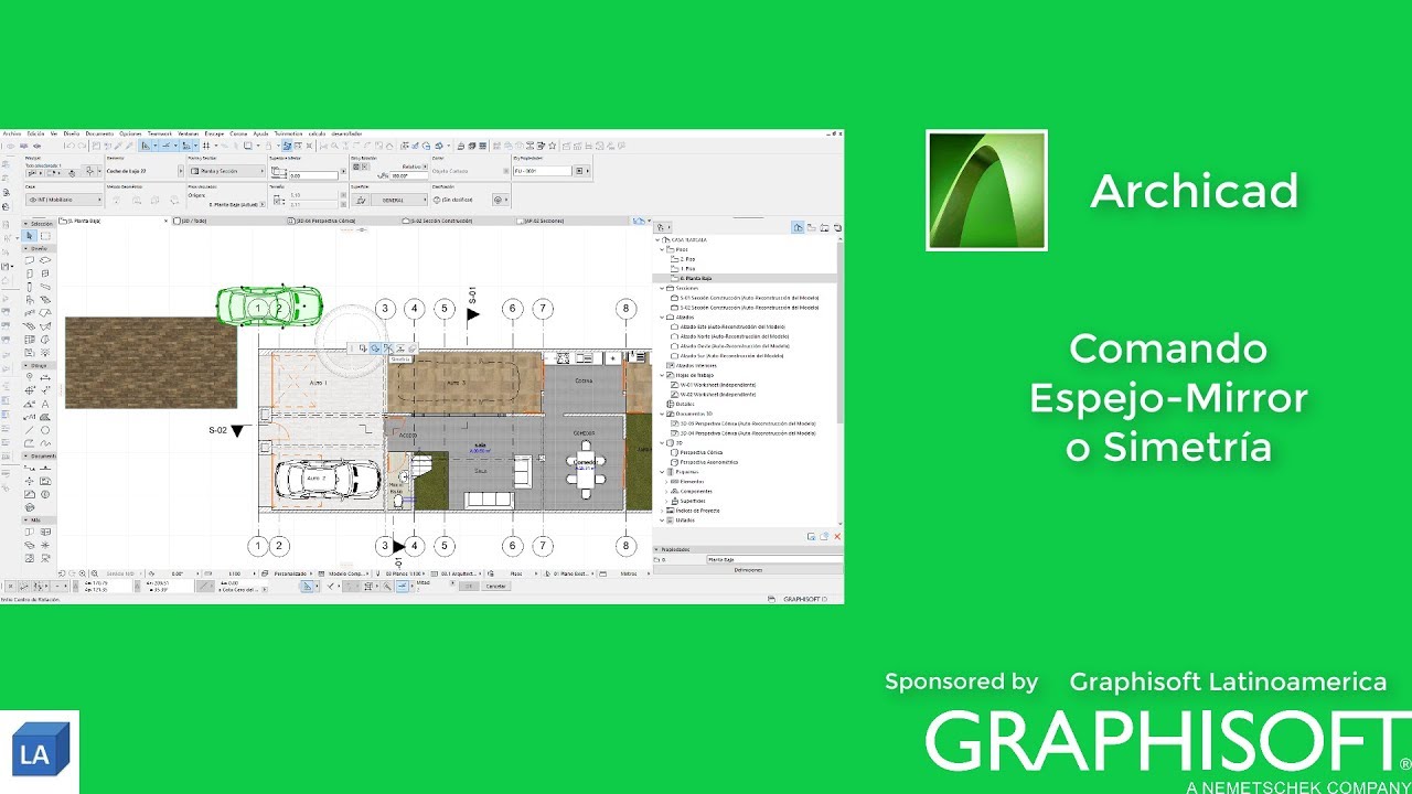 ARCHICAD BASICO COMANDO ESPEJO MIRROR SIMETRIA BIM OPENBIM ARCHICAD
