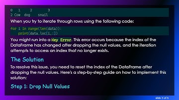 Resolving Key Error in Pandas after Dropping Null Values