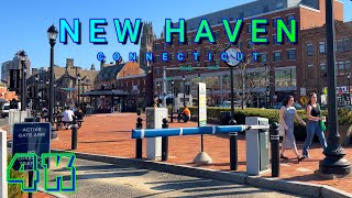 New Haven Downtown Walk, Connecticut USA 4K - UHD