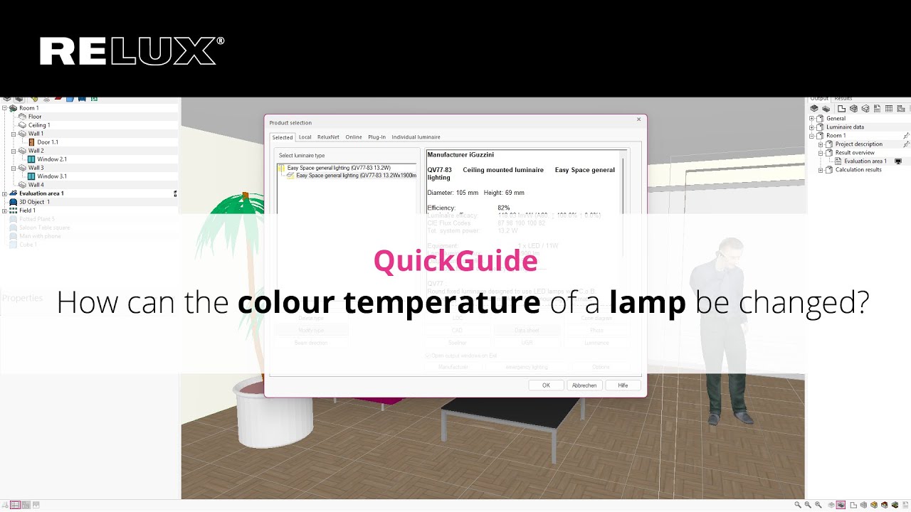 ReluxDesktop | QuickGuide | How can the colour temperature of a lamp be changed?