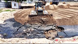 This Flooded Landfill Completion Will Blow Your Mind! Dozers Pushing Sand &amp; Dump Trucks Dumping Sand