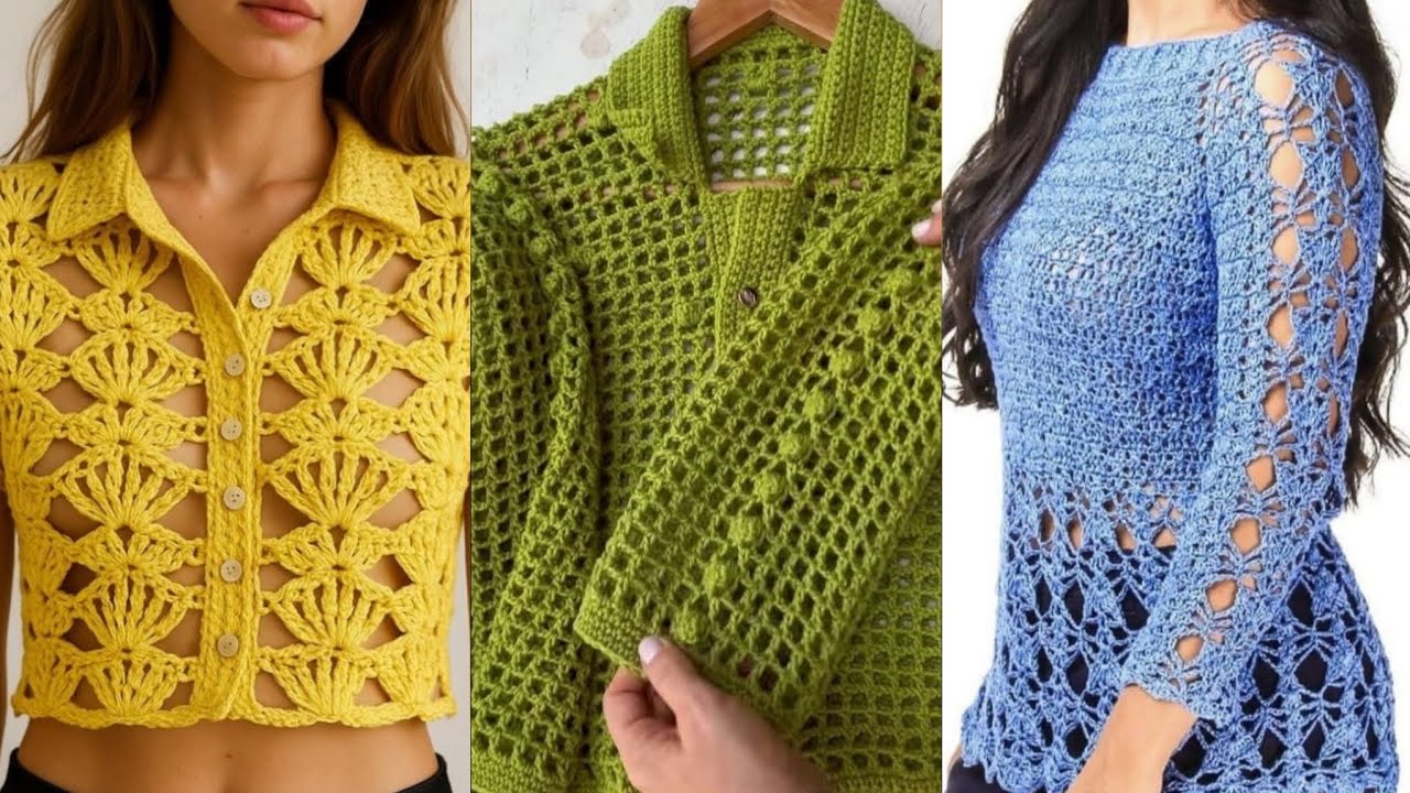 Fabulous and Latest trendy easy crochet handknit blouse top pattern designs ideas for women 