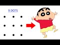 Turn 9 dots into shinchan cartoon drawing  how to draw shinchan drawing easy for kids step by step
