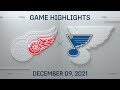 NHL Highlights | Red Wings vs. Blues - Dec. 9, 2021