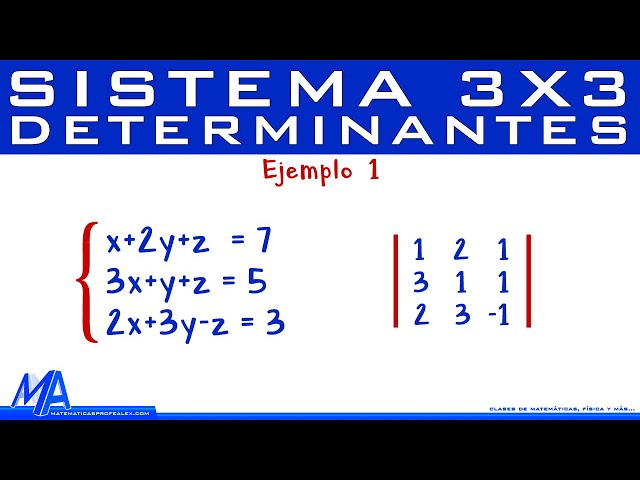 Solución de un sistema de 3x3 | Determinantes- Cramer 1 class=