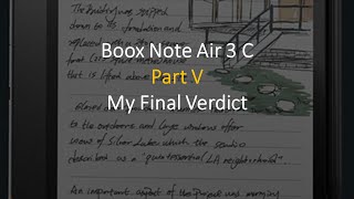 Boox Note Air 3 C Pt 5: Final Verdict