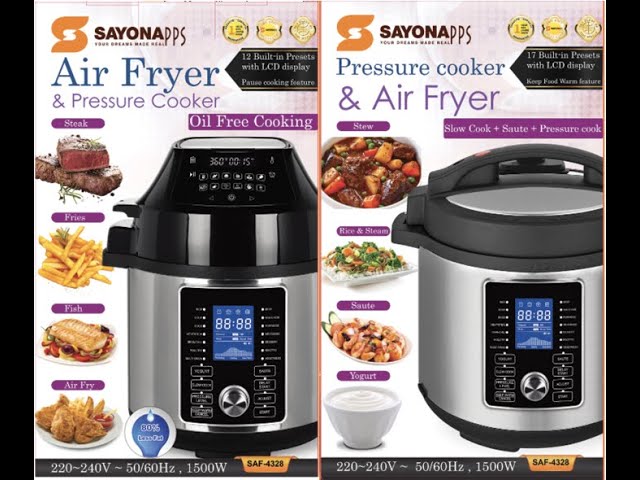 VQVG BU0995S-2837mn Pressure Cooker Air Fryer Combo - All-in-1 Multi-Cooker  with Pressure