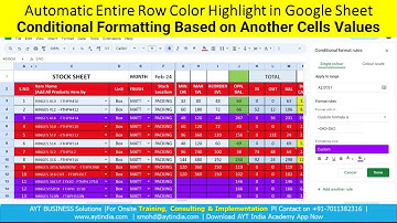 Conditional Formatting (Highlight Entire Row) Based on Another Cells Values – Google Sheets (Hindi)
