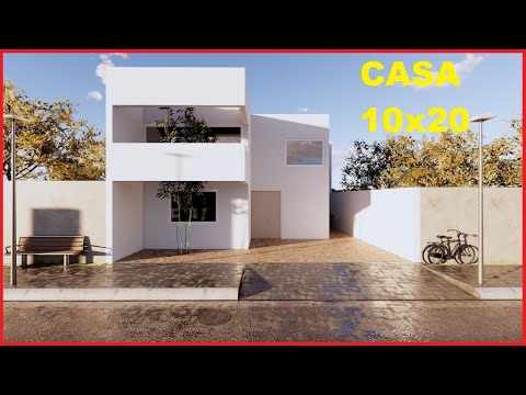 PLANO DE CASA MINIMALISTA 10X20 - DOS PISOS 3 DORMITORIOS PISCINA