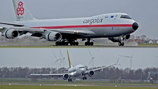 WINDY LANDINGS AND AIRBUS A350 GO AROUND AT AMSTERDAM SCHIPHOL AIRPORT - PLANESPOTTING DECEMBER 2023