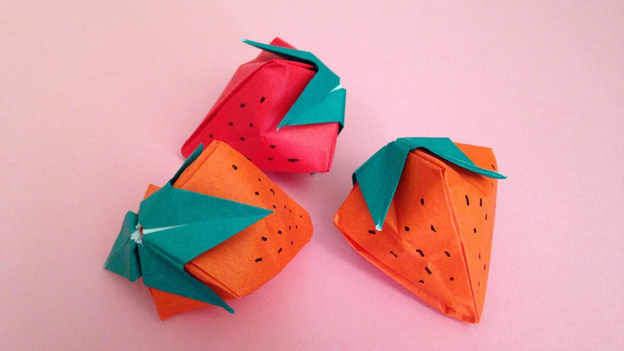 Origami Strawberry 3d Instructions 折り紙 イチゴ 立体 簡単な折り方 Youtube