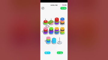 kids game for genius|| Color Hoop Stack|| #level 108 completed || K2k || best moves