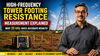 High-Frequency Tower Footing Resistance Measurement Explained | 25 kHz Earth Resistance Testing