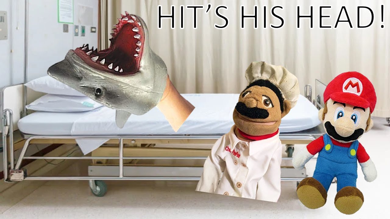 Shark Puppet - HIT'S HIS HEAD! - YouTube