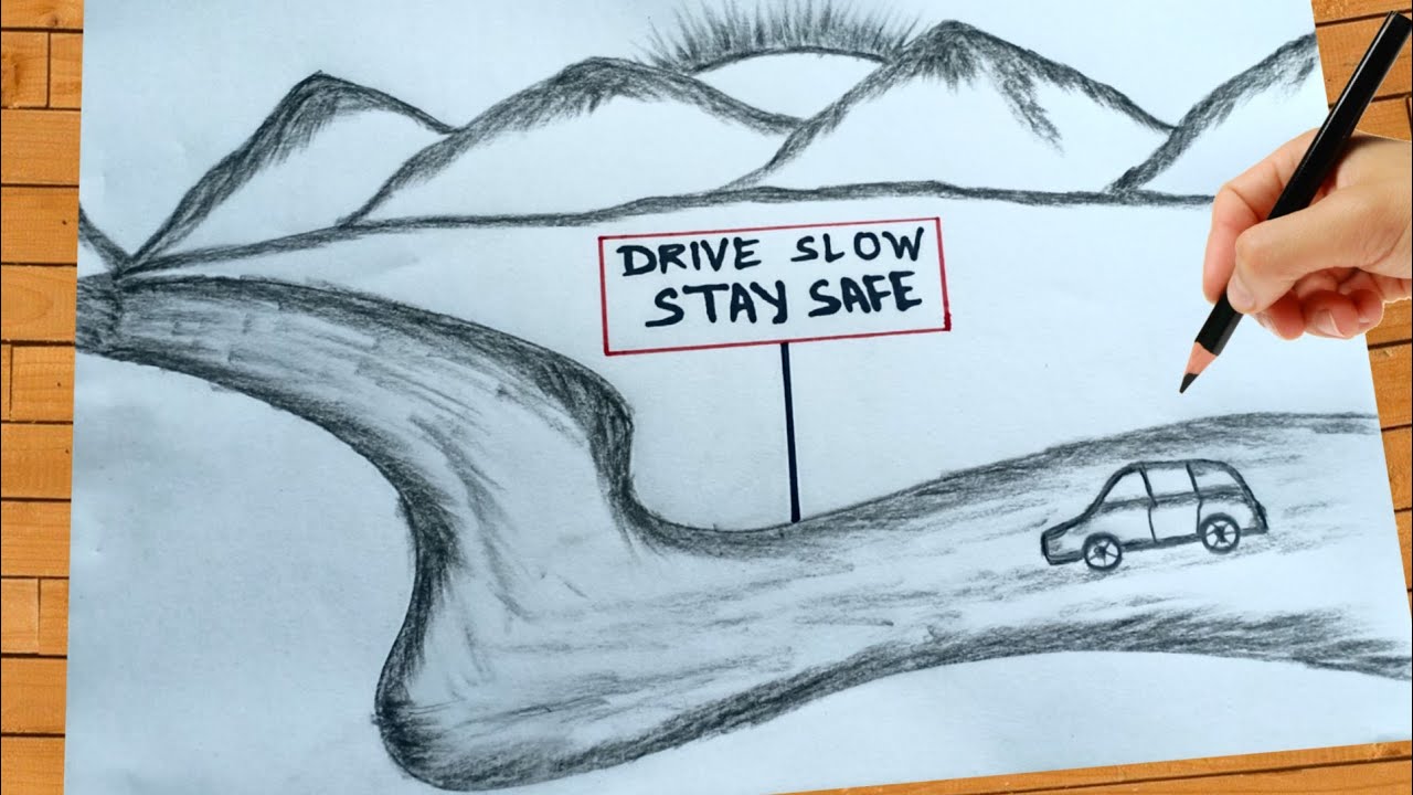 How to Draw City Road Safety Drawing for School Kids  YouTube