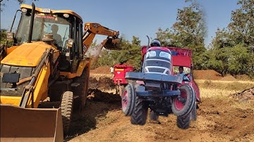 New Jcb 3dx Backhoe Machine Loading Red Mud In Mahindra 475 DI | Jcb Tractor Cartoon Gadi