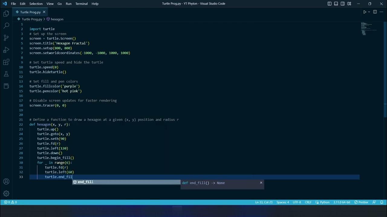 How to Create a Hexagon Fractal Pattern with Python Turtle Graphics ...