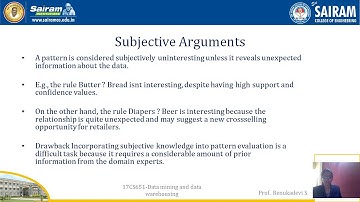 Lecture video 17CS651 Module3 Evaluation of association patterns Renukadevi 1