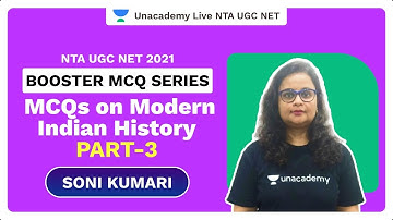 Booster MCQ Series | MCQs on Modern Indian History part-3 |NTA UGC NET 2021 | Soni Kumari |Unacademy