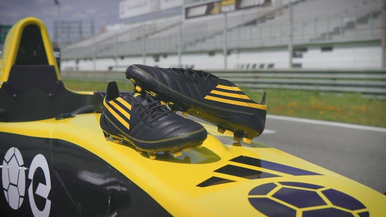 Chuteira adidas F50 Elite Leather FG 2010 Core Black-Yellow