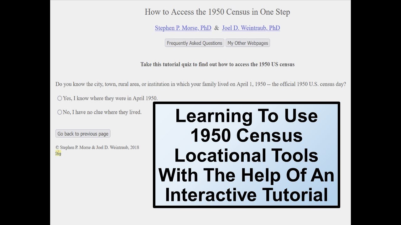 Learning 1950 Census Locational Tools With An Interactive Tutorial ...