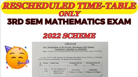 Rescheduled of 3rd Sem MATHEMATICS exam | 2022 scheme VTU Maths Exam postponed #vtuexams #vtuupdates