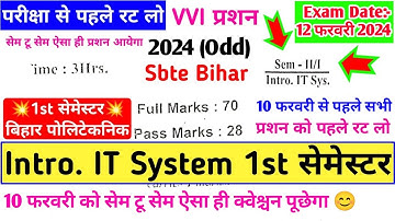 it system 1st semester | it system objective questions | bihar polytechnic it system | sbte bihar