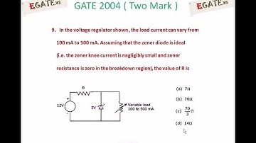 Video Solutions to GATE 2004 ECE (Two Mark) - Zener Voltage Regulator