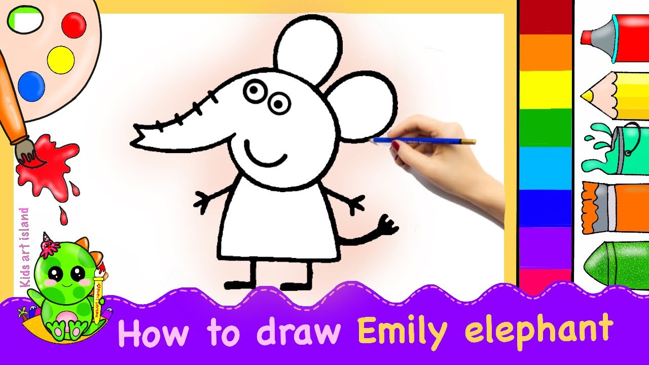 How to draw Emily elephant step by step for kids and toddlers,how to ...