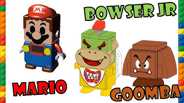 Lego Mario, Lego Bowser Jr and Lego Goomba 3D Builds from Adventures with Mario Starter Course